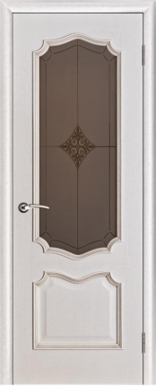 Межкомнатная дверь Премьера, остеклённая, белая патина