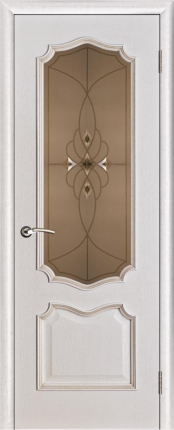 Межкомнатная дверь Премьера, остеклённая, бронза белая патина
