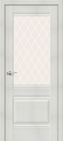 Межкомнатная дверь Прима-3, остекленная, Bianco Veralinga, White Сrystal
