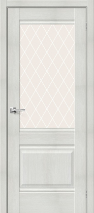 Межкомнатная дверь Прима-3, остекленная, Bianco Veralinga, White Сrystal
