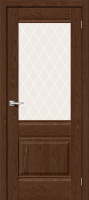 Межкомнатная дверь экошпон Bravo Прима-3, остекленная, Brown Dreamline, White Сrystal