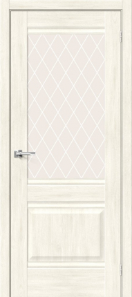 Межкомнатная дверь экошпон Bravo Прима-3 остекленная Nordic Oak White Сrystal