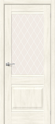 Межкомнатная дверь экошпон Bravo Прима-3 остекленная Nordic Oak White Сrystal
