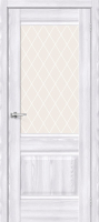 Межкомнатная дверь Прима-3, остекленная, Riviera Ice, White Сrystal