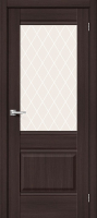 Межкомнатная дверь экошпон Bravo Прима-3, остекленная, Wenge Veralinga, White Сrystal