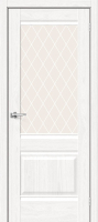 Межкомнатная дверь экошпон Bravo Прима-3, остекленная, White Dreamline, White Сrystal