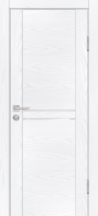 Межкомнатная дверь Profilo Porte экошпон PSM-4, остекленная, дуб скай белый, лакобель белоснежный