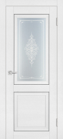 Межкомнатная дверь PST-27, остекленная, белый ясень, кристалайз