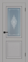 Межкомнатная дверь Profilo Porte экошпон PST-27, остекленная, серый бархат, кристалайз