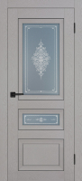 Межкомнатная дверь PST-29-2, остекленная, серый ясень, кристалайз графит