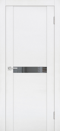 Межкомнатная дверь PST-3, остекленная, белый бархат, зеркало тонированное