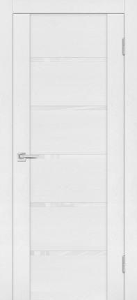 Межкомнатная дверь PST-7, остекленная, белый ясень, лакобель белоснежный