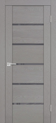 Межкомнатная дверь PST-7, остекленная, серый ясень, лакобель серый