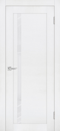 Межкомнатная дверь PST-8, остекленная, белый ясень, лакобель белоснежный