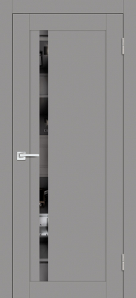 Межкомнатная дверь PST-8, остекленная, серый бархат, зеркало тонированное