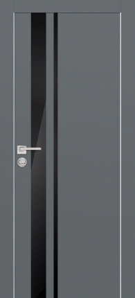 Межкомнатная дверь Profilo Porte экошпон PX-16, остекленная, графит, лакобель черный
