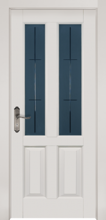 Межкомнатная дверь из массива ольхи Ретро, остекленная, эмаль белая
