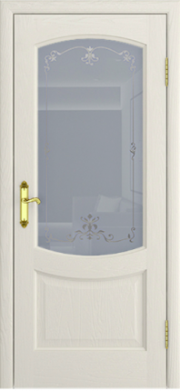 Дверь межкомнатная шпонированная Легенда РОСТРА 5, остекленная, ясень жемчуг