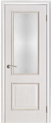 Межкомнатная дверь Шервуд, стекло Классик, белая патина