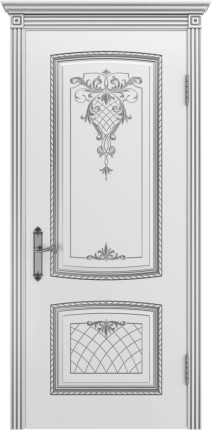 Межкомнатная дверь эмаль Шейл Дорс Симфония 2 В3, глухая, белый, патина серебро