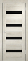 Межкомнатная дверь Сицилия 12, остеклённая, беленый дуб мелинга, черный триплекс