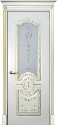 Межкомнатная дверь СМАЛЬТА 11, остеклённая, cлоновая кость патина золото