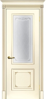 Межкомнатная дверь эмаль Текона СМАЛЬТА 14, остеклённая, слоновая кость патина шампань