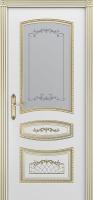Межкомнатная дверь эмаль Шейл Дорс Соната, остеклённая, белый, патина золото