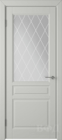 Межкомнатная дверь эмаль VFD Стокгольм 56ДО02, остеклённая, Cotton светло-серый