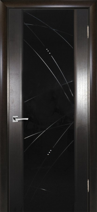 Межкомнатная дверь Страто 02, остекленная, черный тонированный дуб