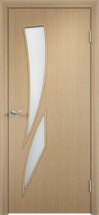 Межкомнатная дверь ламинированная 8С Стрелиция, остеклённая, беленый дуб