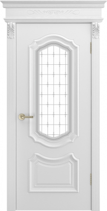 Межкомнатная дверь эмаль Шейл Дорс Сюита багет В1 остекленная белая
