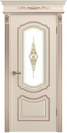 Межкомнатная дверь эмаль Шейл Дорс Сюита В0 остекленная шампань патина розовое золото