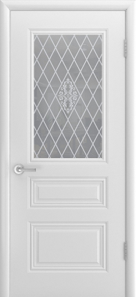 Межкомнатная дверь Трио, остеклённая, белый, без патины