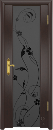 Межкомнатная дверь Триумф-3, остеклённая, венге (черн. с рисунком)