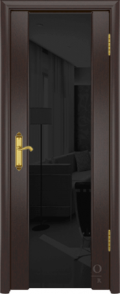 Межкомнатная дверь шпонированная DioDoor Триумф-3, остеклённая, триплекс черный, венге