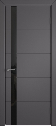 Межкомнатная дверь эмаль VFD Тривиа 50ДО06 Black Gloss, остеклённая, графит