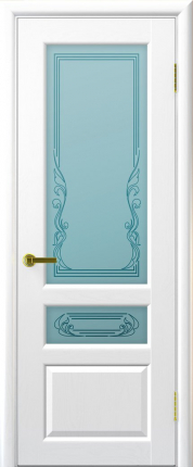 Шпонированная межкомнатная дверь Валенсия, остеклённая, ясень жемчуг