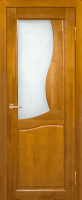 Межкомнатная дверь из массива ольхи Верона, медовый орех, остеклённая