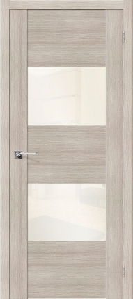 Межкомнатная дверь экошпон Bravo VG2 WР остекленная Cappuccino Veralinga White Pearl