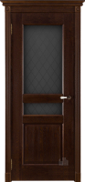 Межкомнатная дверь массив дуба Виктория, остеклённая, античный орех