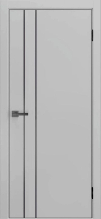 Межкомнатная дверь винил ДП-58, глухая, AL кромка черная с 4-х сторон, Silver Grey