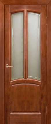 Межкомнатная дверь из массива ольхи Виола, остеклённая, бренди