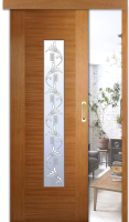 Раздвижная шпонированная дверь Belwooddoors Классика люкс остеклённая дуб