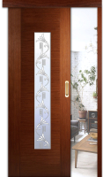 Раздвижная шпонированная дверь Belwooddoors Классика люкс остеклённая орех