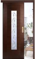 Раздвижная шпонированная дверь Belwooddoors Классика люкс остеклённая венге