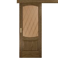 Раздвижная дверь шпонированная Luxor Лаура 2, остекленная, мореный дуб светлый