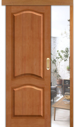 Раздвижная дверь массив сосны Bravo М 7, глухая, светлый лак