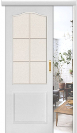 Раздвижная дверь Палитра, остеклённая, белая