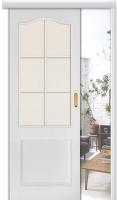 Раздвижная дверь ламинированная Bravo Палитра, остеклённая, белая